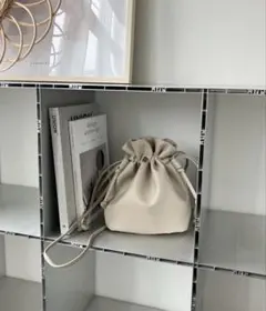 AS KNOW AS plus エコレザー巾着バッグ　モカ