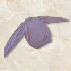Kanzaki 長袖ニット　毛100% パープル　グレー　ハイネック　Mサイズ