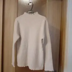 アイボリー リブ編み ニット 長袖