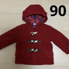 ダッフルコート、赤、くまみみ、ハートポケット、90cm