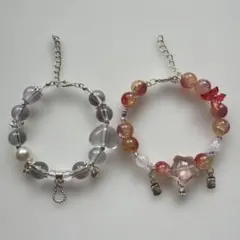 ハンドメイド ブレスレット 2本セット チャーム付き