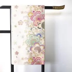 ユ*ユ様 【中古品・仕立て上がり】袋帯 白 金 ゴールド 花