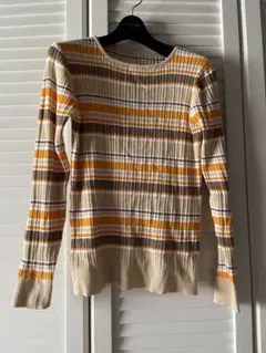 ストライプ柄 長袖ニット Lサイズ　薄手　未使用！？