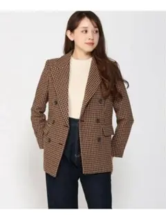 【美品】千鳥格子柄ウールブレザー・テーラードジャケット／バナナリパブリック