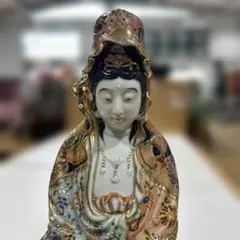 E*a様 九谷焼 菊仙 観音像 仏教 古美術 オブジェ 置物 菩薩 仏像 金彩色 E*a様 九谷焼 菊仙 観音像 仏教 古美術 オブジェ 置物 菩薩 仏像 金