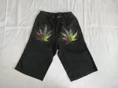 グラミチ　黒ハーフパンツ　マリファナデザイン
