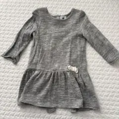 【Petit Bateau】グレー ワンピース 80cm カーディガン付き