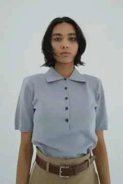 CLANE ポロシャツ クラネ CLANE CRUSHED VELOUR POLO TOPS （BLACK） -ファッション通販