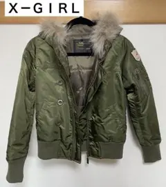 エックスガール xgirl アウター ミリタリージャケット カーキ ロゴ入り