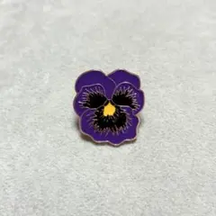 パンジーピンバッジ花フラワーピンズ黒紫黄色パープルブラックイエローピンブローチ