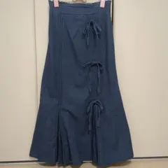 しまむら リボン デニムマーメイドスカート