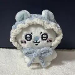 ハンドメイド ちいかわ お座りぬいぐるみ モモンガ ボンネット 帽子 水色 ラメ