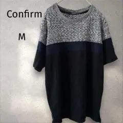 Confirm＊切替デザイン 半袖ニット 【M】ブラック グレー バイカラー