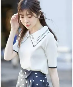 tocco closet♡トッコ、新品、38取り外し可能フラワー装飾襟付きニット