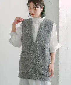 ITEMS URBAN RESEARCH◆ヘリンボーンVネックベスト◆BLK◆F