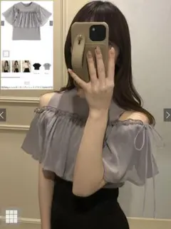 GRL 半袖トップス 2Wayショルダーオープンニットブラウス mb1573