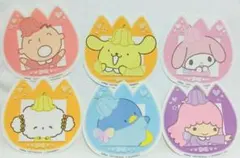 【6点セット】ステッカー シール サンリオ おなまえバッジ風 チューリップ