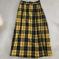 【coen 】チェックプリーツスカート 黄色チェック M