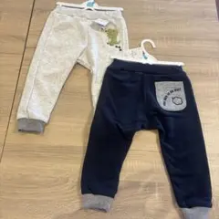 恐竜とロケット柄の長ズボン 95 2枚セット