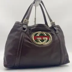 【極美品】グッチ ニューブリット インターロッキング GG レザー トートバッグ