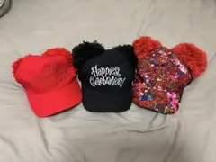 ミッキー ポンポン キャップ 3点セット