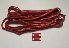 Supreme レッド 靴ひも+ Supreme ロゴ入りデュブレ2個セット