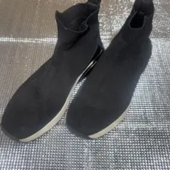 ZARAブラック ニットアッパー スニーカー ソックスブーツ