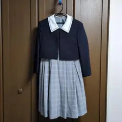 ネイビーとグレーのチェック柄ドレスセット