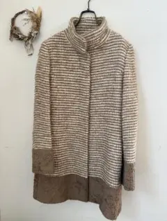 untitled アンタイトル　パイル風　コート　スタンドカラーハイネックコート