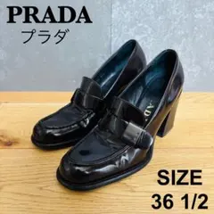 【PRADA 】ブラック　 ハイヒールパンプス　37　✨美品✨ プラダ PRADA パンプス ヒール 黒 ブラック 24.5cm シューズ