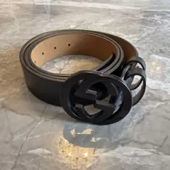 GUCCI ブラックレザーベルト GGロゴ 超美品