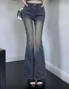 SHEIN DAZY ウォッシュ加工 フレアレッグジーンズ Sサイズ