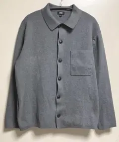 ユニクロ ミラノリブ シャツカーディガン L グレー