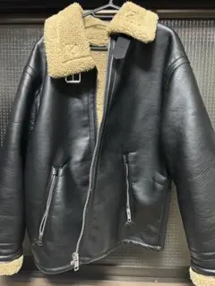 H&M フェイクレザー ボアジャケット シアリングジャケット