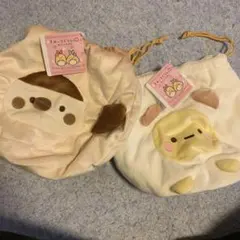 新品　タグ付き　すみっこぐらし　みにっコまん　ぬいぐるみ巾着　2種セット