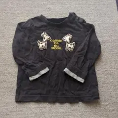 COMME CA DU MODE キリン刺繍の黒長袖Tシャツ 90cmのサムネイル