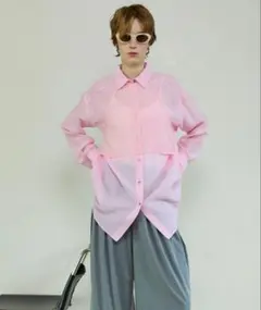 sheer bustier combi shorts pink FREEのサムネイル