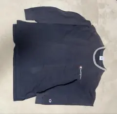 Champion ロンT ワンポイント 刺繍 XL ネイビー ポケット付き