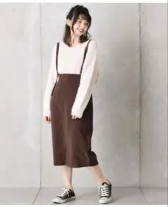 NICE CLAUPコーデュロイジャンパースカート ボルドー F