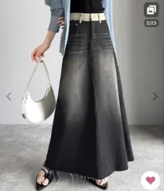 デニムスカート 「JaVaジャバ コラボ」ウエスト異素材切り替え