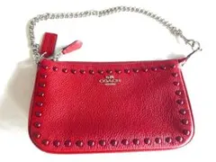 COACH コーチ ミニバッグ ハンドバッグ ショルダー チェーン レッド 赤