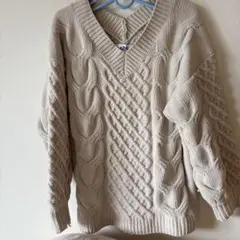 AZUL by MOUSSY ベージュ ケーブルニット セーター