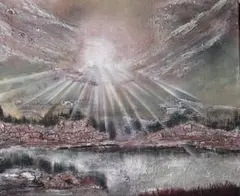 小山敬三、「浅間山雪景」、希少な画集の額装画、オーダーマット付