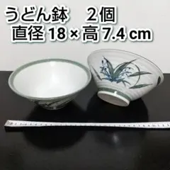 〈中古〉うどん鉢　どんぶり鉢　ラーメン鉢　大18cm　２個　レトロ