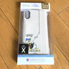 iPhoneX デニム調　ケース　ポケット付き　ドナルド　新品　未使用