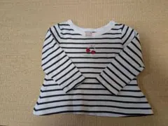 ストライプ 長袖Tシャツ チェリー刺繍 95cm