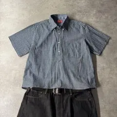 90s Burberrys バーバリーズ シアサッカー 半袖チェックシャツ 短丈