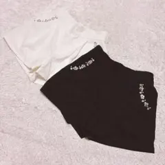 ビジュー ショーパン ショートパンツ 2枚セット 黒 白 M ギャル y2k
