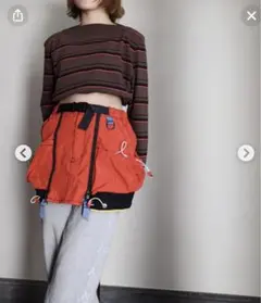 FUMIKA UCHIDA ミニスカート FUMIKA UCHIDA： NYLON WAIST POCKET MINI SKIRT - RED - ORANN