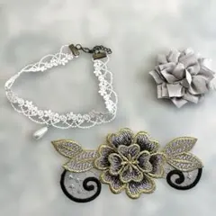 お値下げ♪ エレガントデザイン白レースチョーカー　他